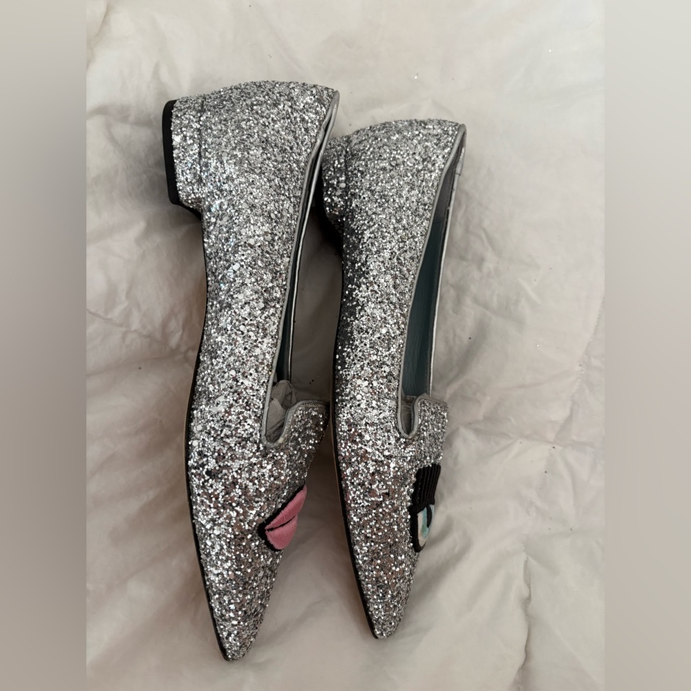 Chiara Ferragni Glitter Loafers with Eye and Lip Design - Picture 5 of 9